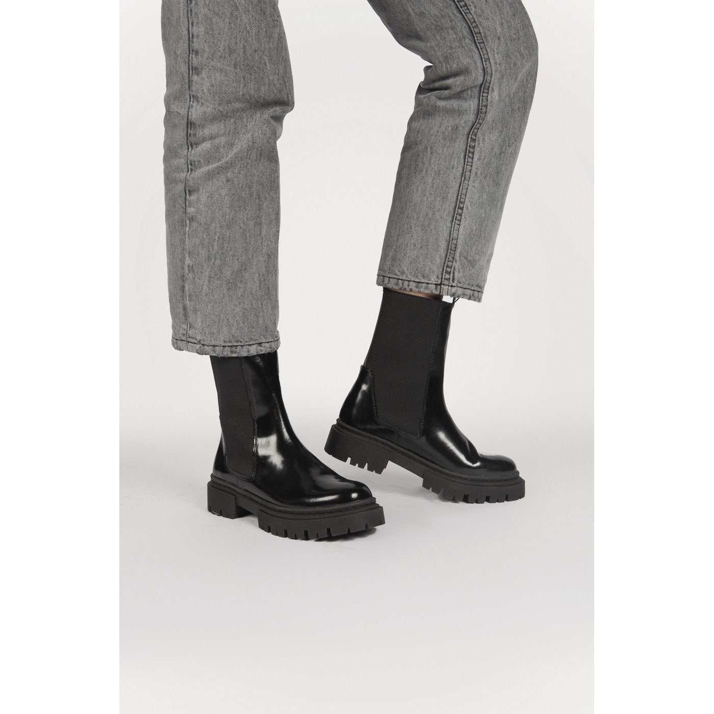 Anaki - Brushed Leather Ankle Boots - Black - Anaki
