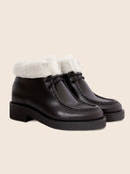Bottines Fourrées Basses Cuir Noir - Femme