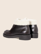 Bottines Fourrées Basses Cuir Noir - Femme