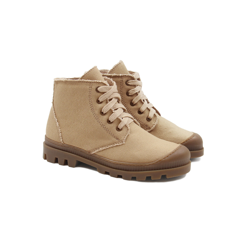 Bottines Crantées Toile Recyclée Camel - Femme