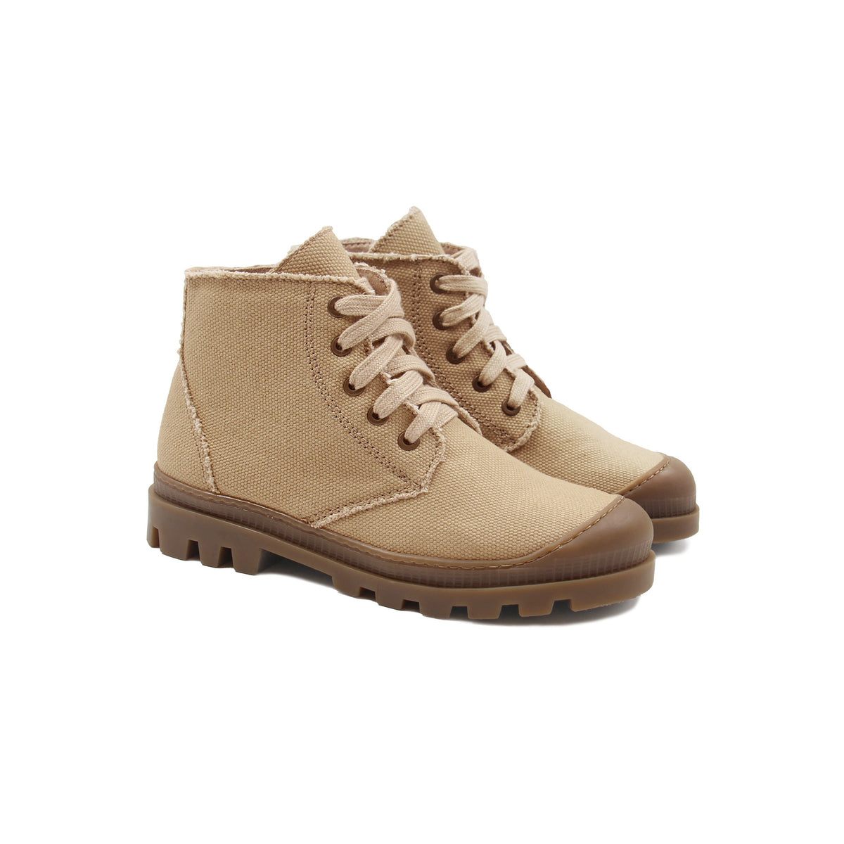 Bottines Crantées Toile Recyclée Camel - Femme