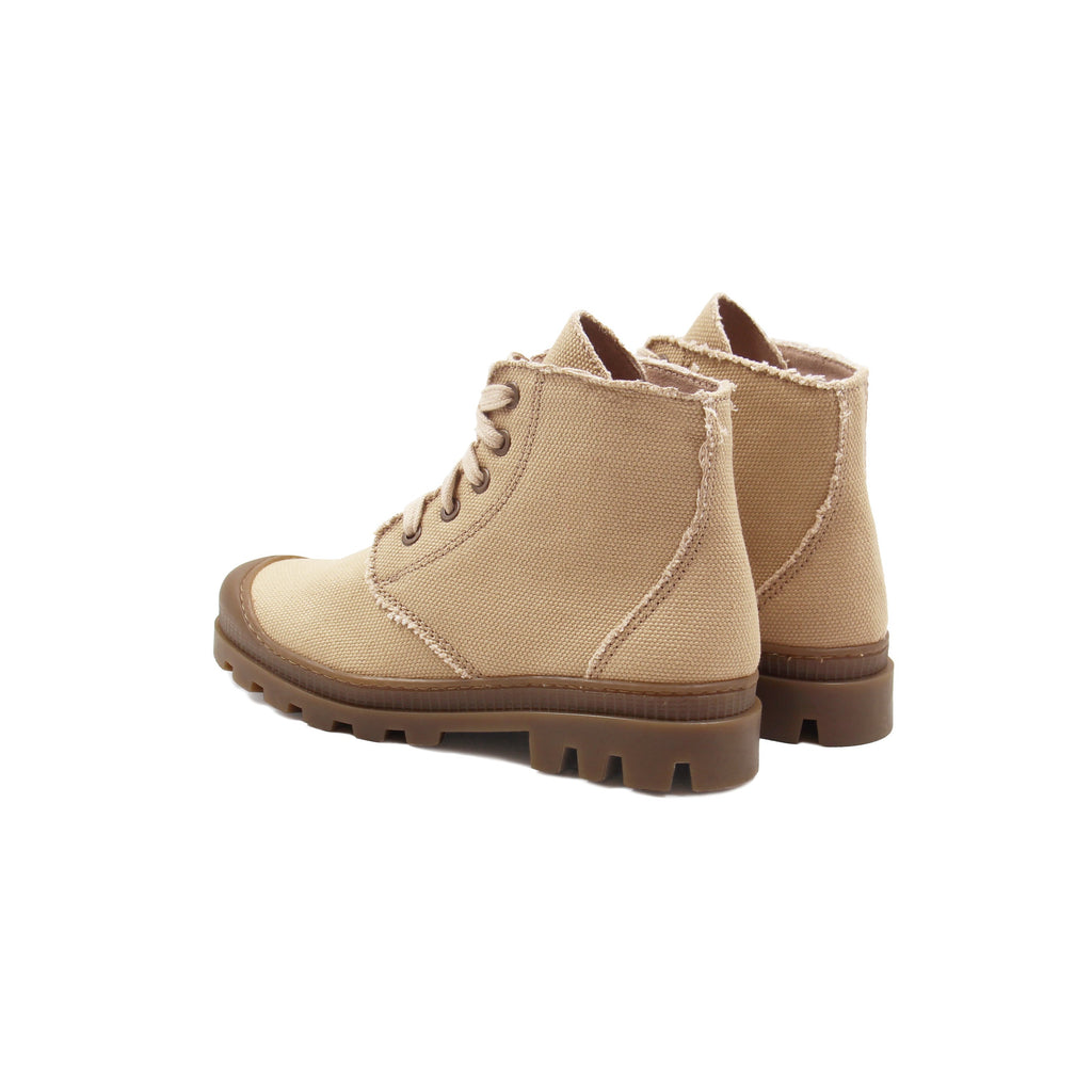 Bottines Crantées Toile Recyclée Camel - Femme