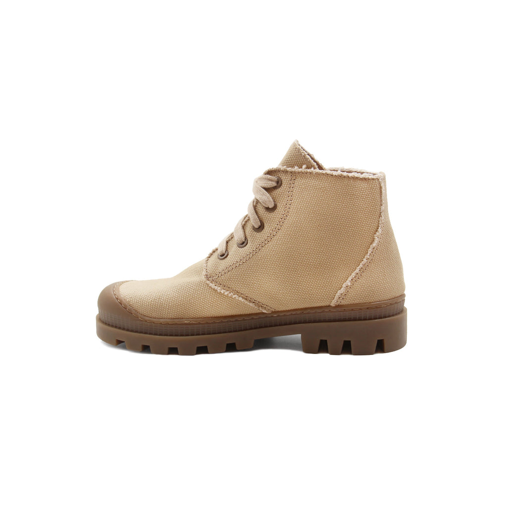 Bottines Crantées Toile Recyclée Camel - Femme