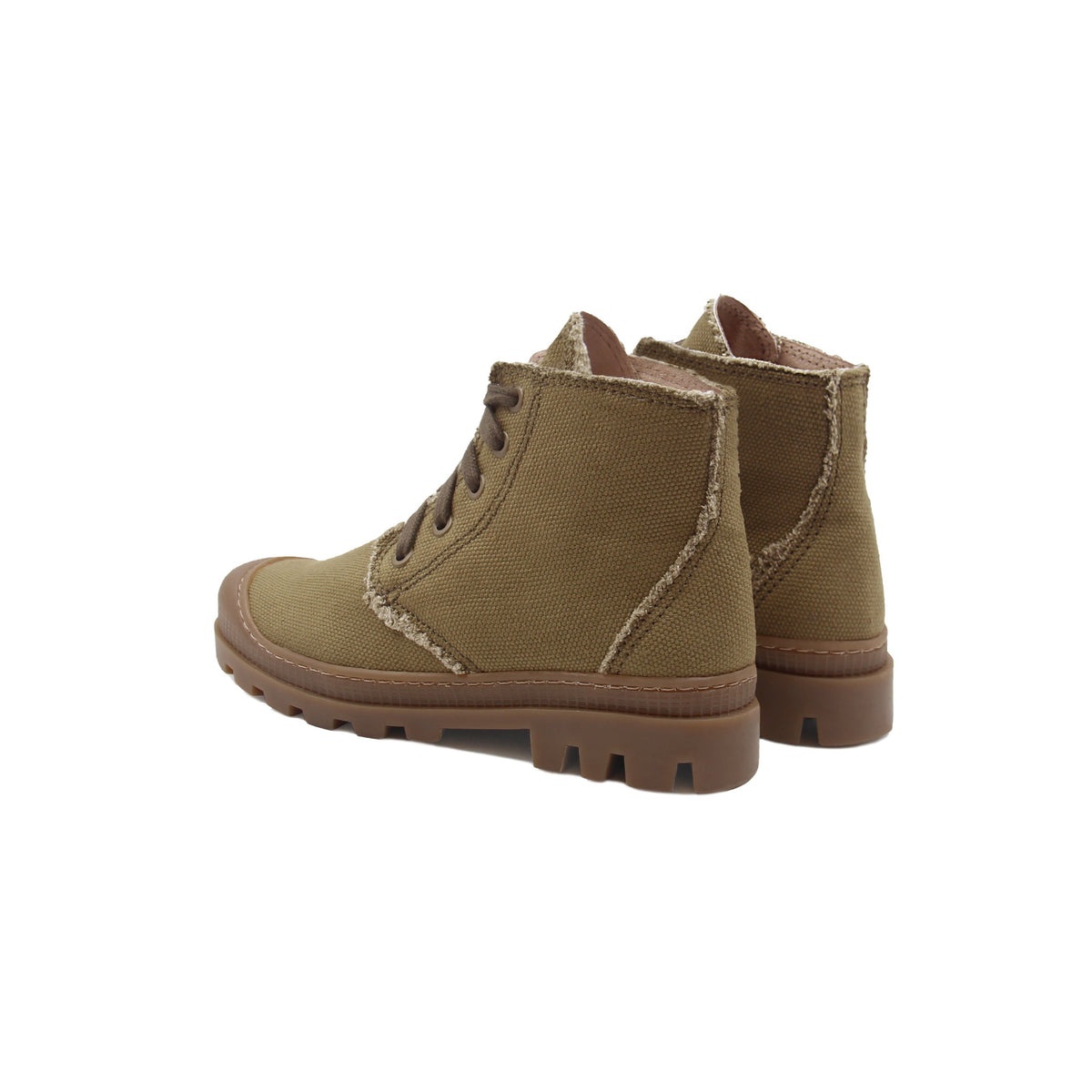 Bottines Crantées Toile Recyclée Kaki - Femme