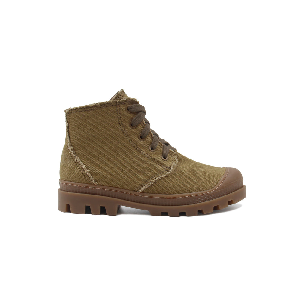 Bottines Crantées Toile Recyclée Kaki - Femme