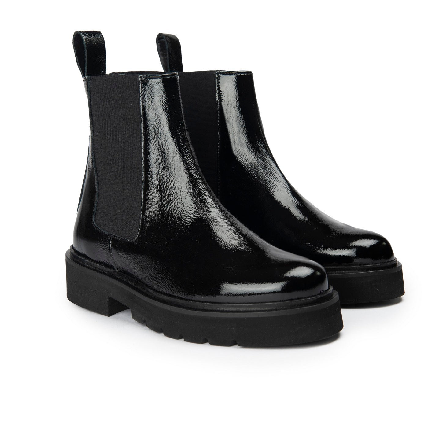 Anaki - Leeloo Ankle Boots - Crinkled Patent Black