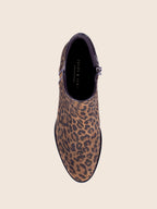 Bottines Moyen Talon Cuir Daim Léopard - Femme