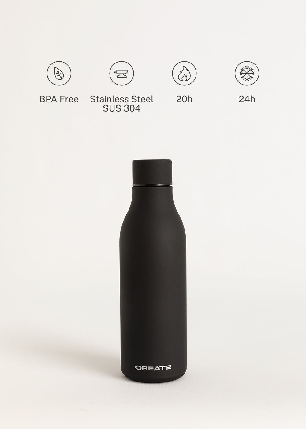 Bottle Studio - 550Ml Stainless Steel Thermos Bottle - Black