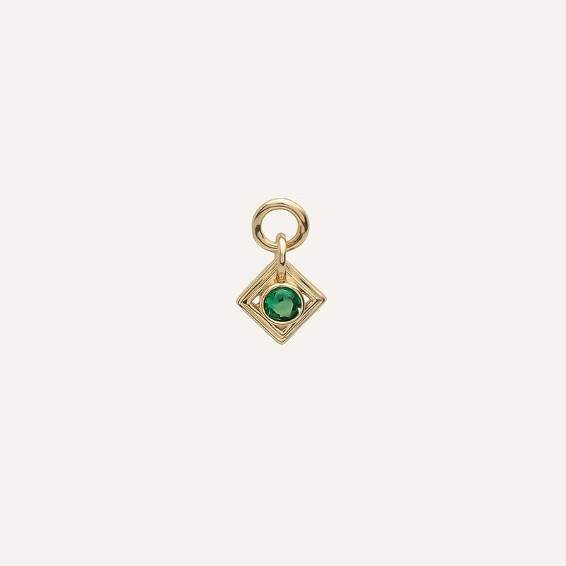 Boucle d'oreille puce plaqué or sertie d'un zircon vert