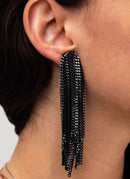 Helene Zubeldia - Boucles D'Oreilles Clips À Chaines - Noir - Femme