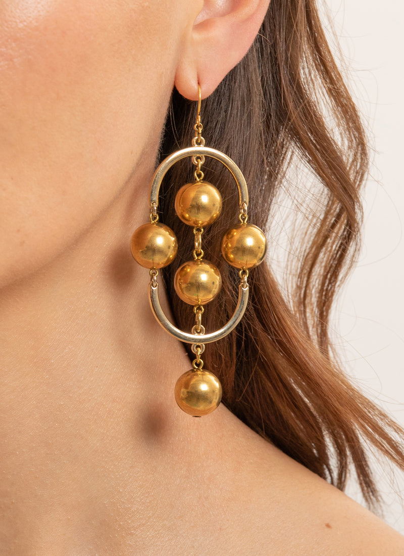 Aris Geldis - Double Dome 5 Gold Ball Earrings - Gold - Woman