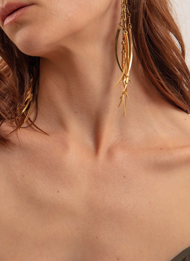 Aris Geldis - Boucles D'Oreilles Longues Pendantes - Yellow Gold - Femme