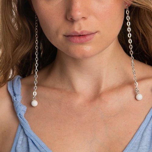 Saskia Diez - White Beard Earrings - Silver - Woman