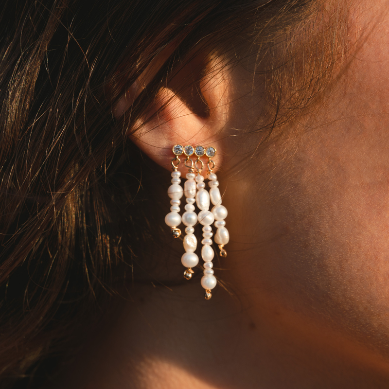Les Boucles D'Oreilles Nacres & Zircons Adèle Camus X