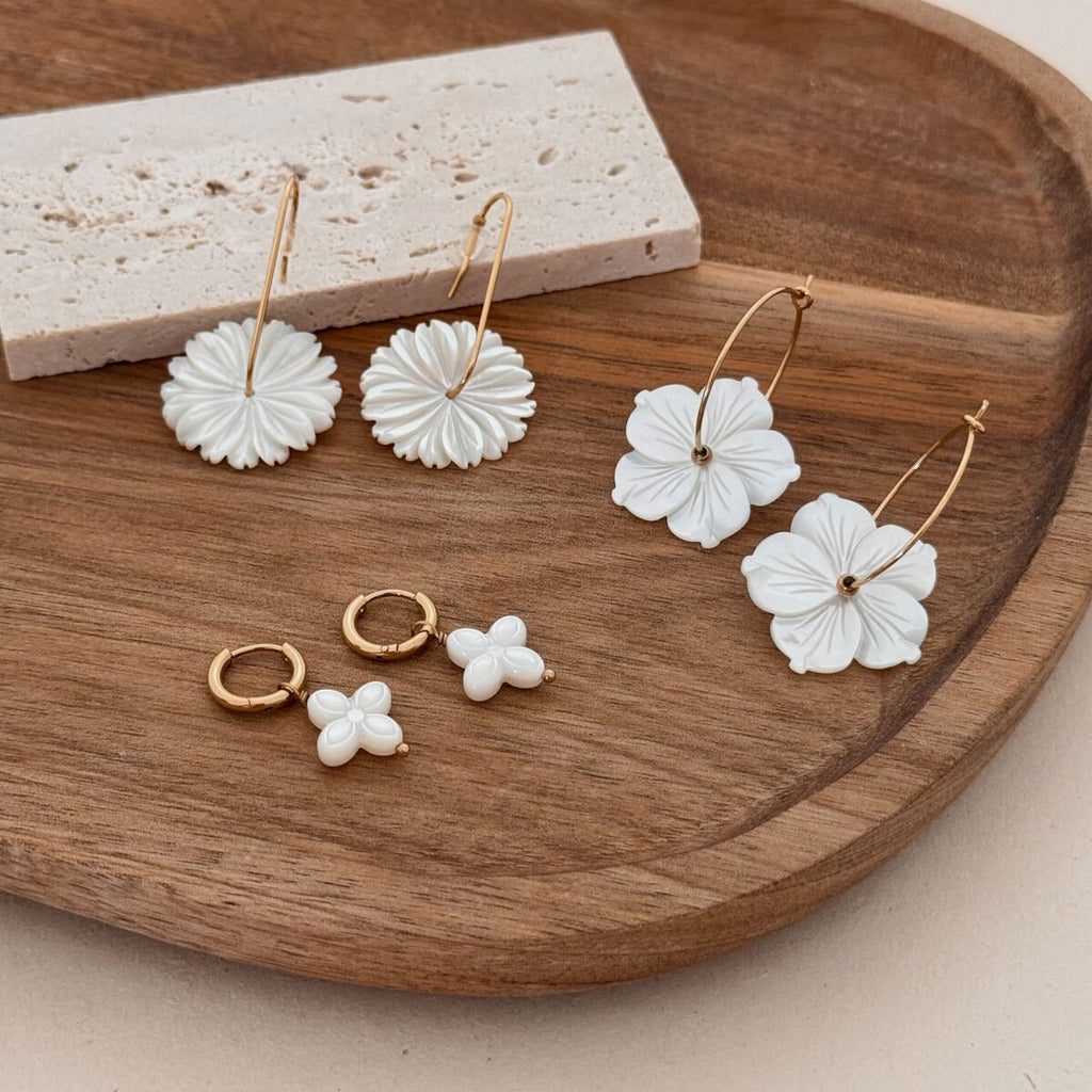 Boucles D'Oreilles Fernanda - Doré Blanc