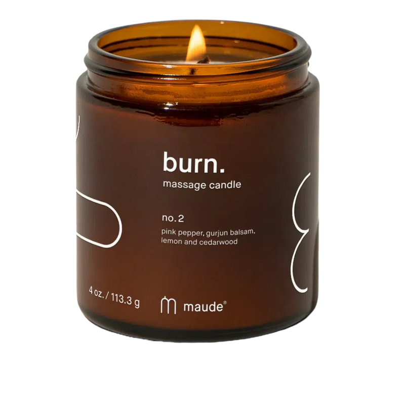 Bougie de Massage - Burn - Maude - baies roses - citron - bois de cedre