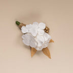 Boutonnière Fleurs En Papier Blanc Et Doré