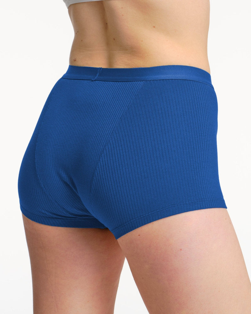 Boxer menstruel côtelé bleu