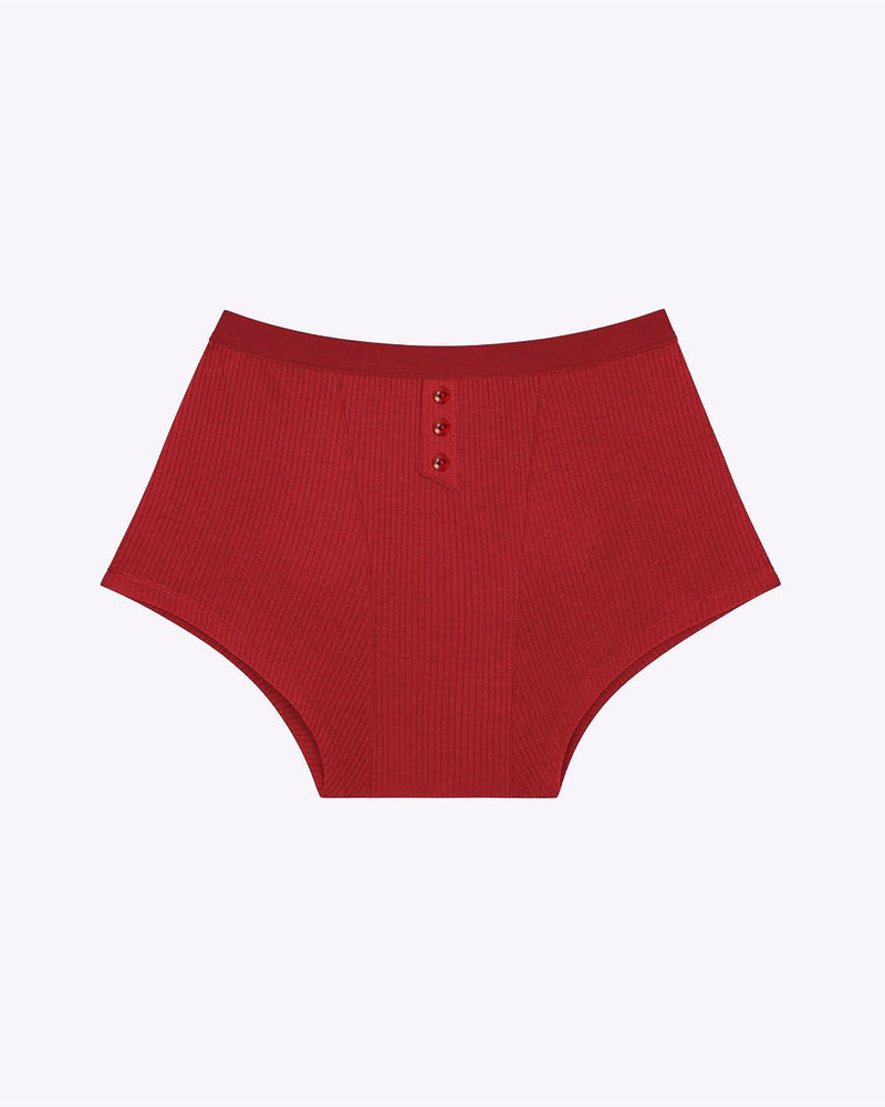 Boxer menstruel côtelé rouge