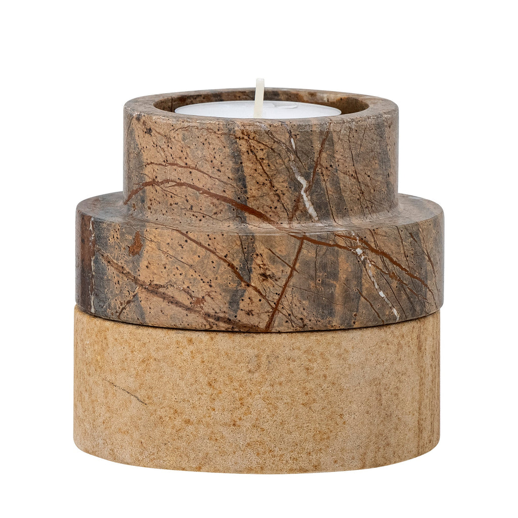 Dalin - Set of 8 Tealight Holders and Candlesticks - Brown - Sandstone