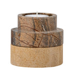 Dalin - Set of 8 Tealight Holders and Candlesticks - Brown - Sandstone