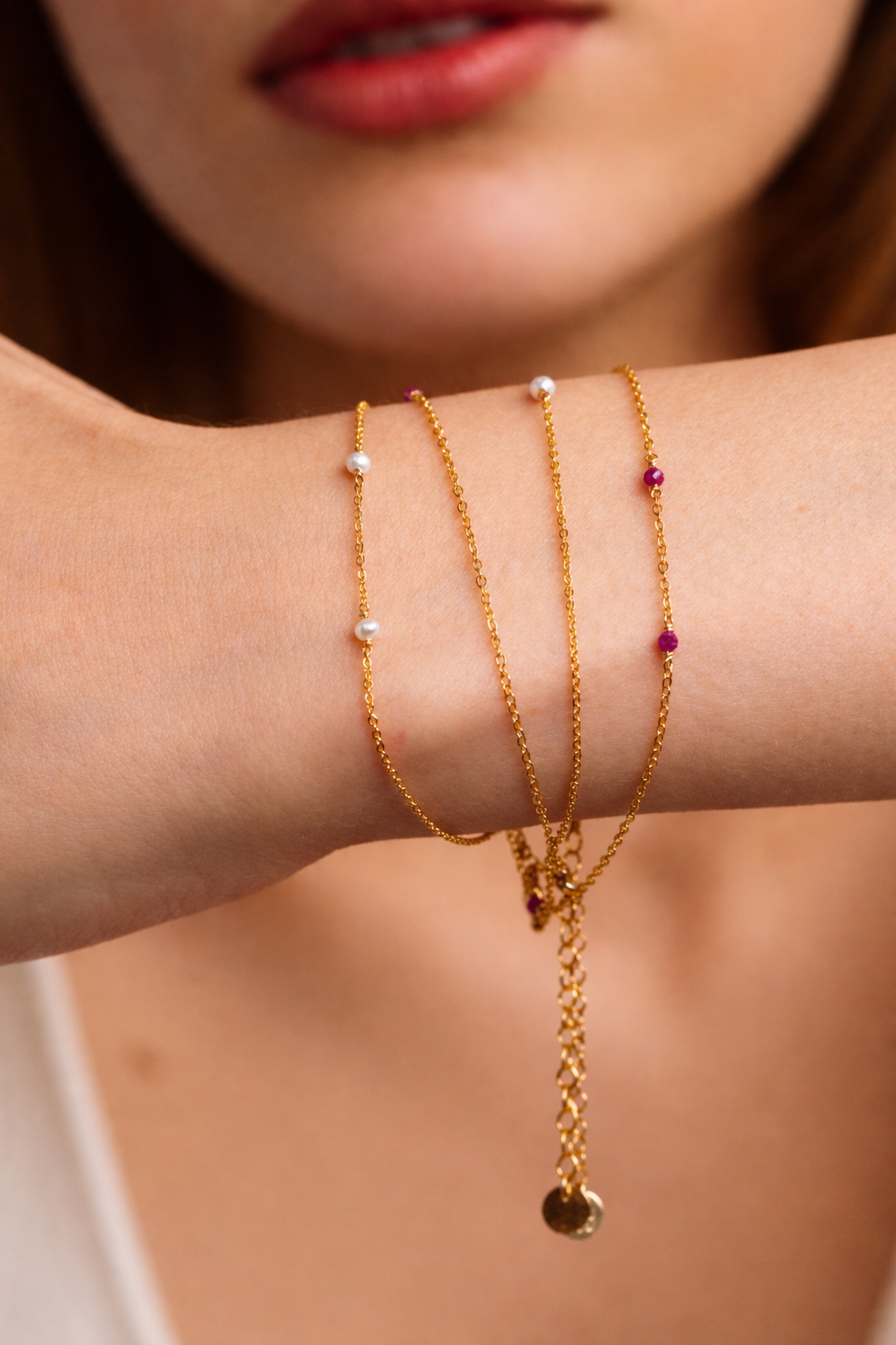 Kette-Armband Satellite - Rubin