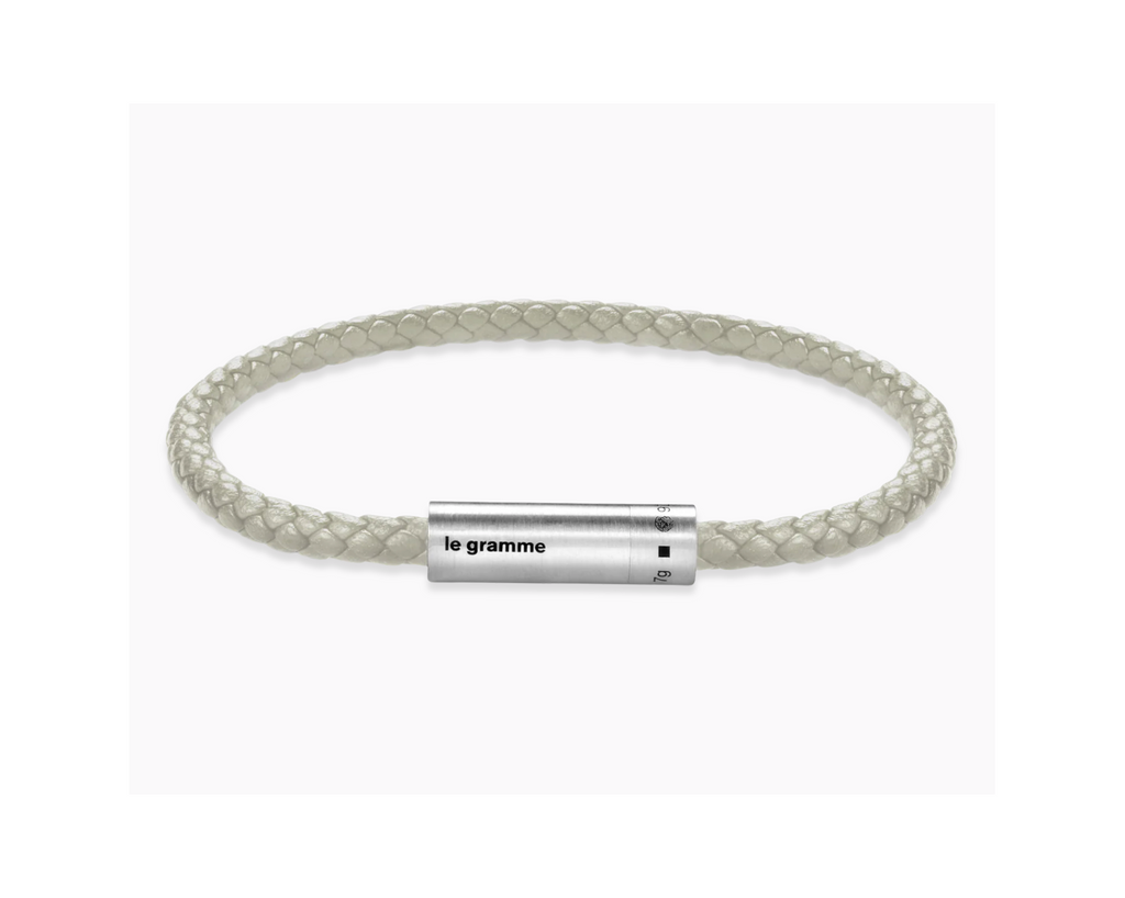 Beige leather cable bracelet 7g