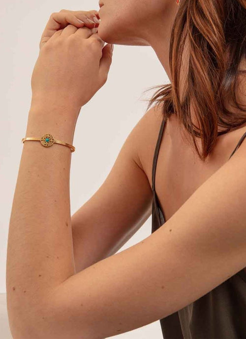 Camille Enrico - Bracelet Palenque - Gold Turquoise - Femme