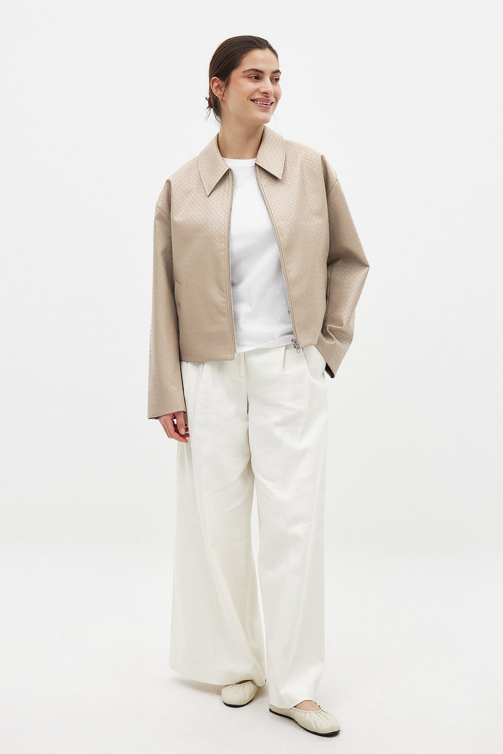 Braided PU Jacket - Beige