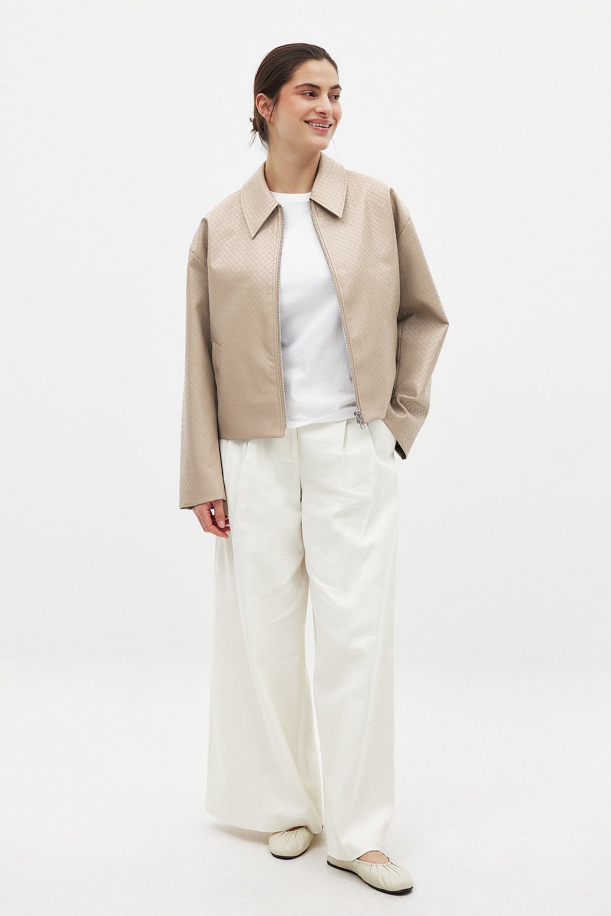Braided PU Jacket - Beige