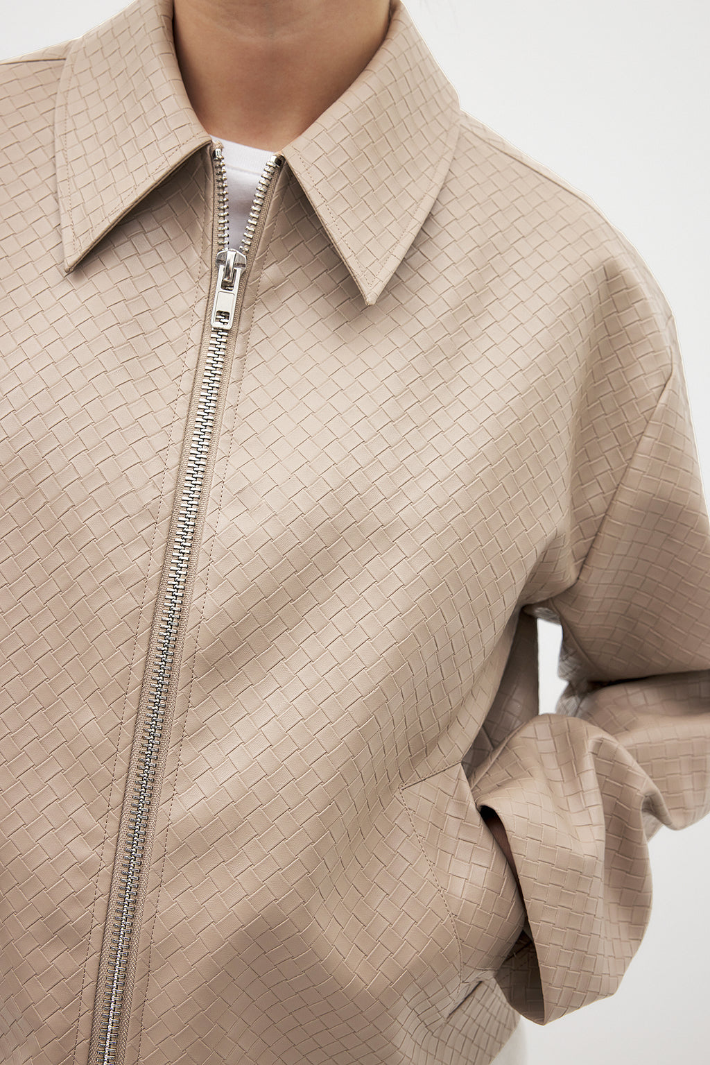 Braided PU Jacket - Beige