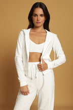 Dua Cardigan - White Terry Towelling