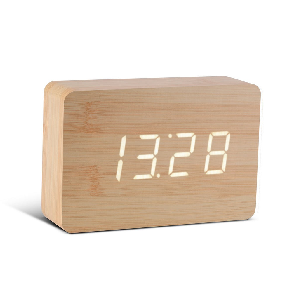 Reveil Brick Click - Hêtre / LED Blanche