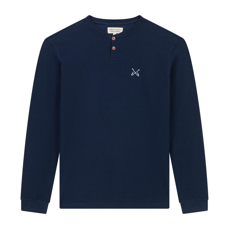 BRIGAND DES MERS Navy / M Henley Jacquard en coton bio