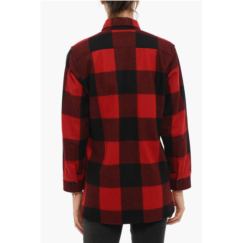 Buffalo Checked Wool Blend Overshirt With Double Breast Pock