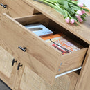 Buffet 2 Portes 2 Tiroirs Avec Cannage Rotin - Jaya - Décor Bois Et Rotin