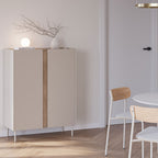 Boxy - Aparador de 2 puertas de metal y madera - Beige