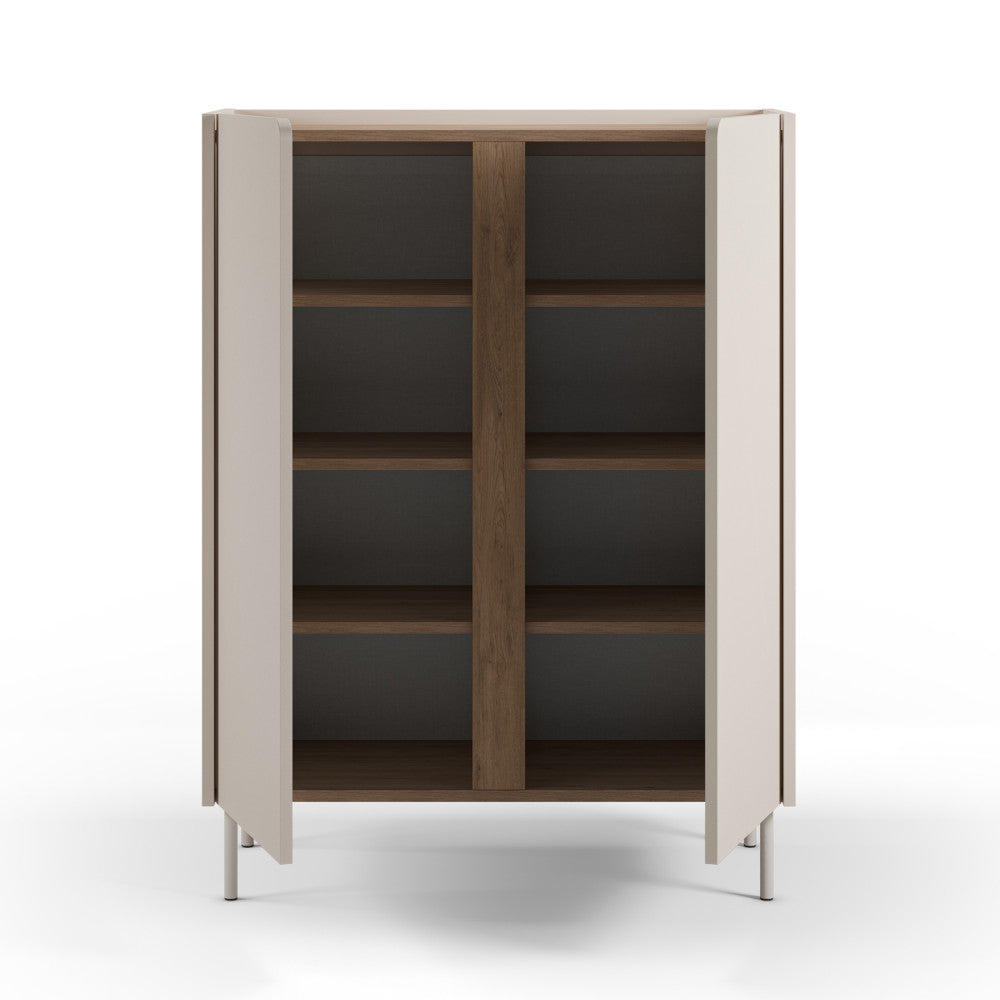 Boxy - Aparador de 2 puertas de metal y madera - Beige