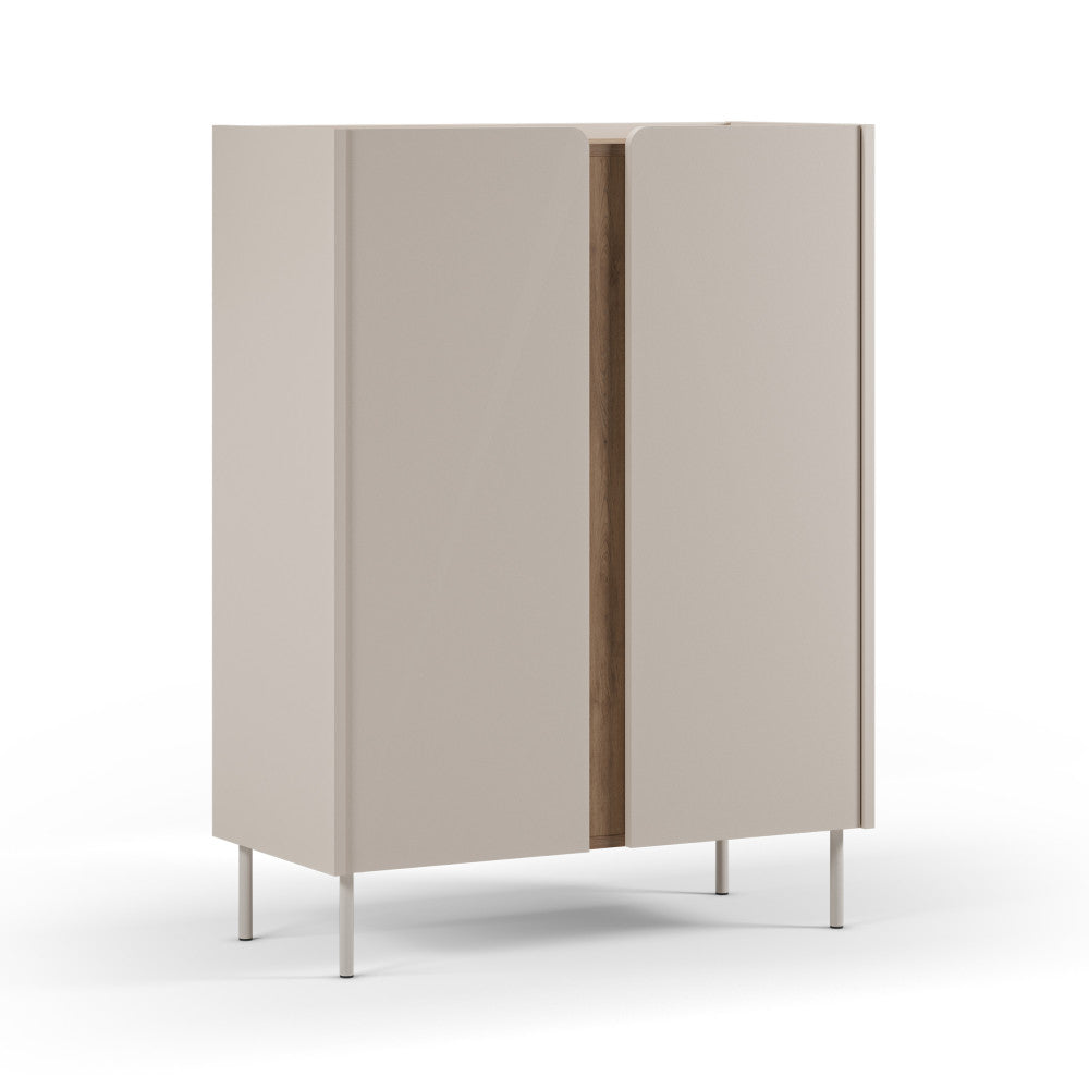 Boxy - Aparador de 2 puertas de metal y madera - Beige