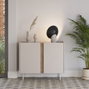 Boxy - Buffet 2 Portes Et Métal - Bois - Beige