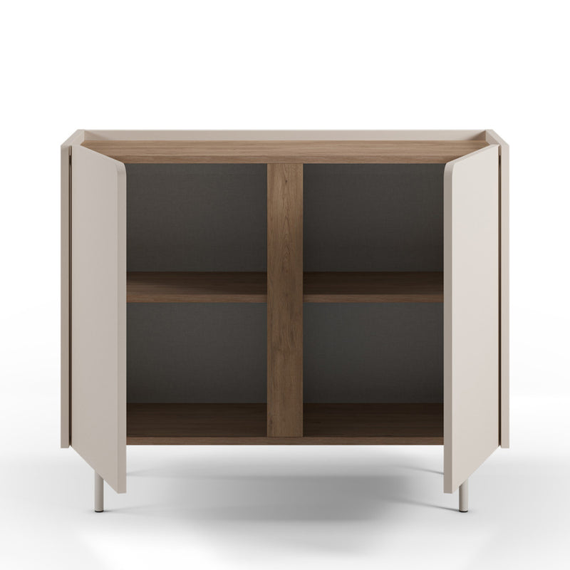 Boxy - Buffet 2 Portes Et Métal - Bois - Beige