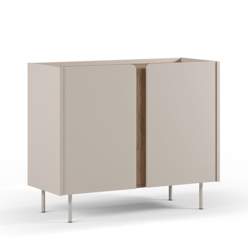 Boxy - Buffet 2 Portes Et Métal - Bois - Beige