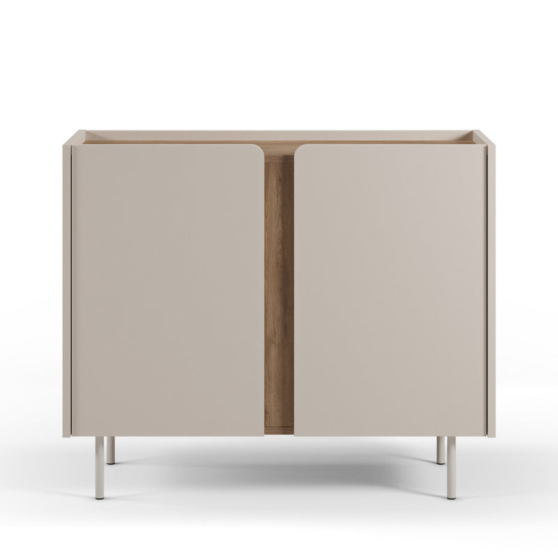 Boxy - Buffet 2 Portes Et Métal - Bois - Beige