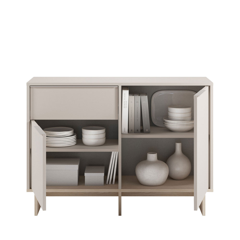 Harriet - Aparador 2 puertas 1 cajón y metal - Madera - Beige
