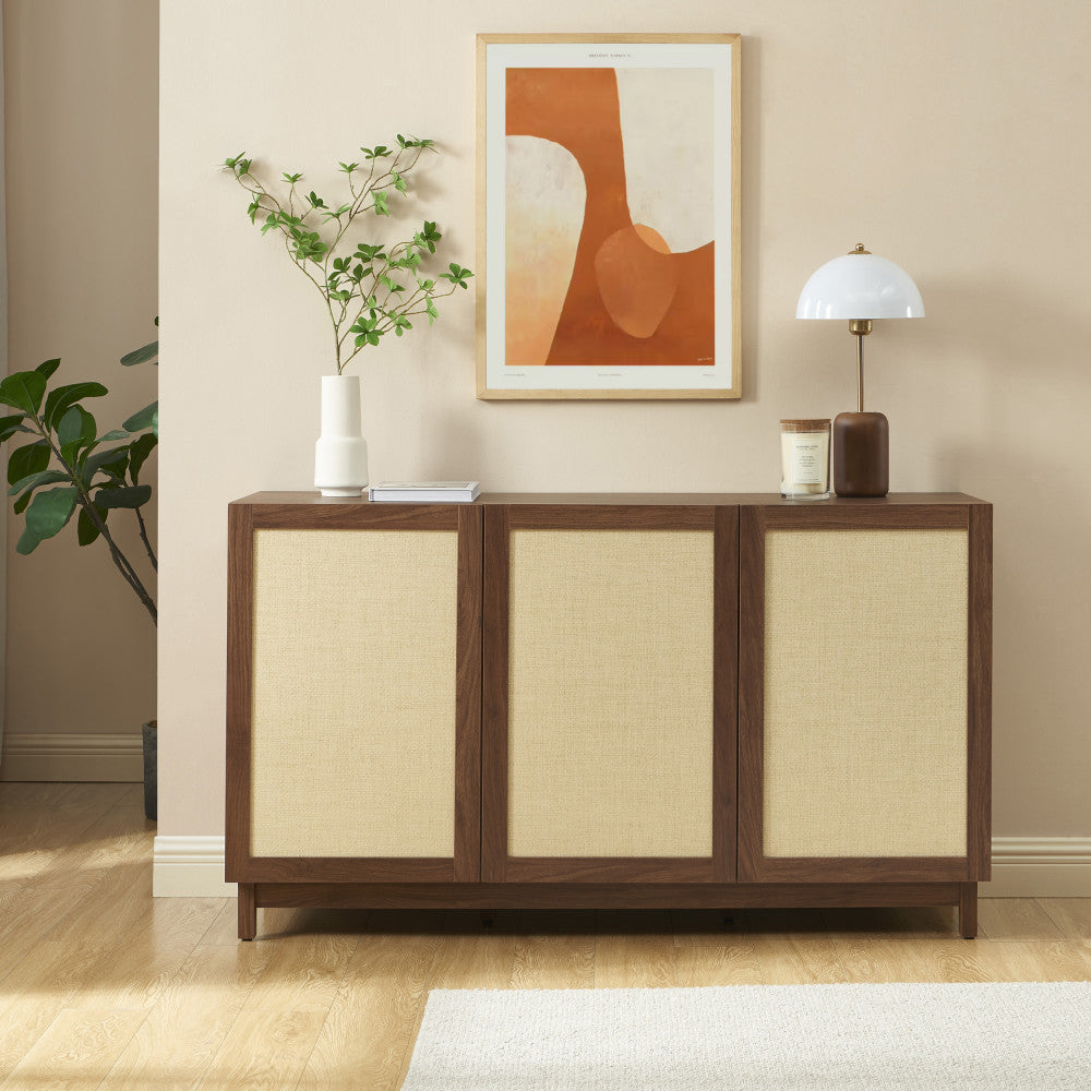 Estela - 3-Door Sideboard - Wood - Dark Wood