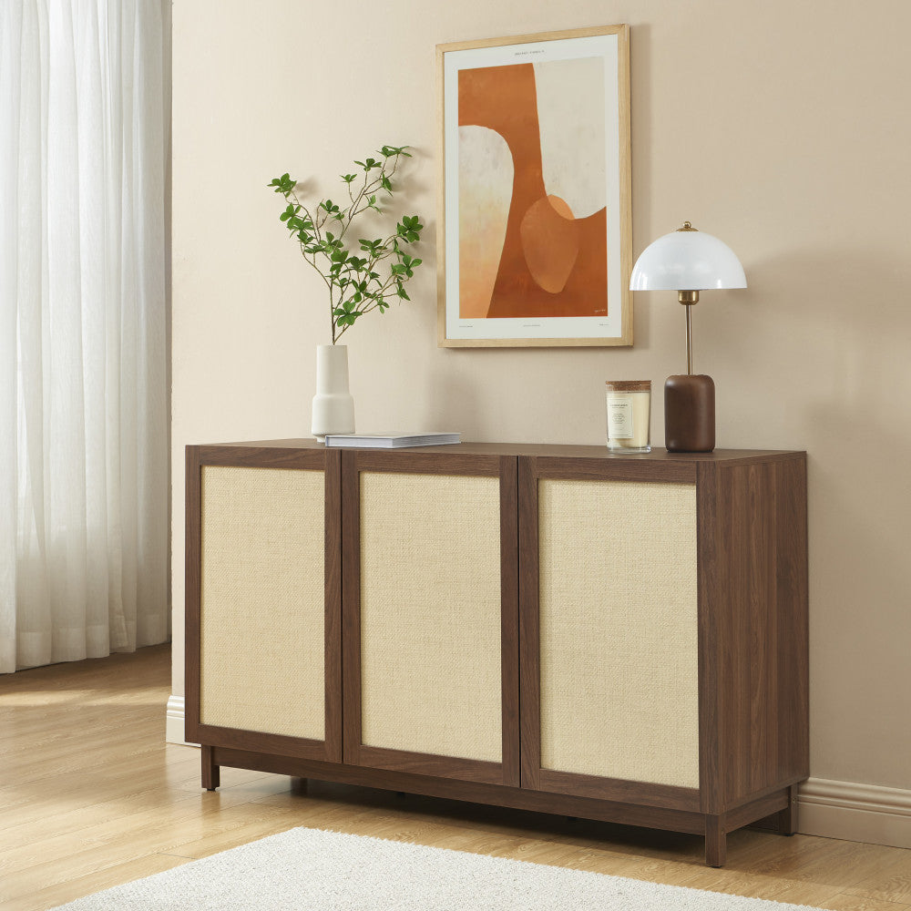 Estela - 3-Door Sideboard - Wood - Dark Wood