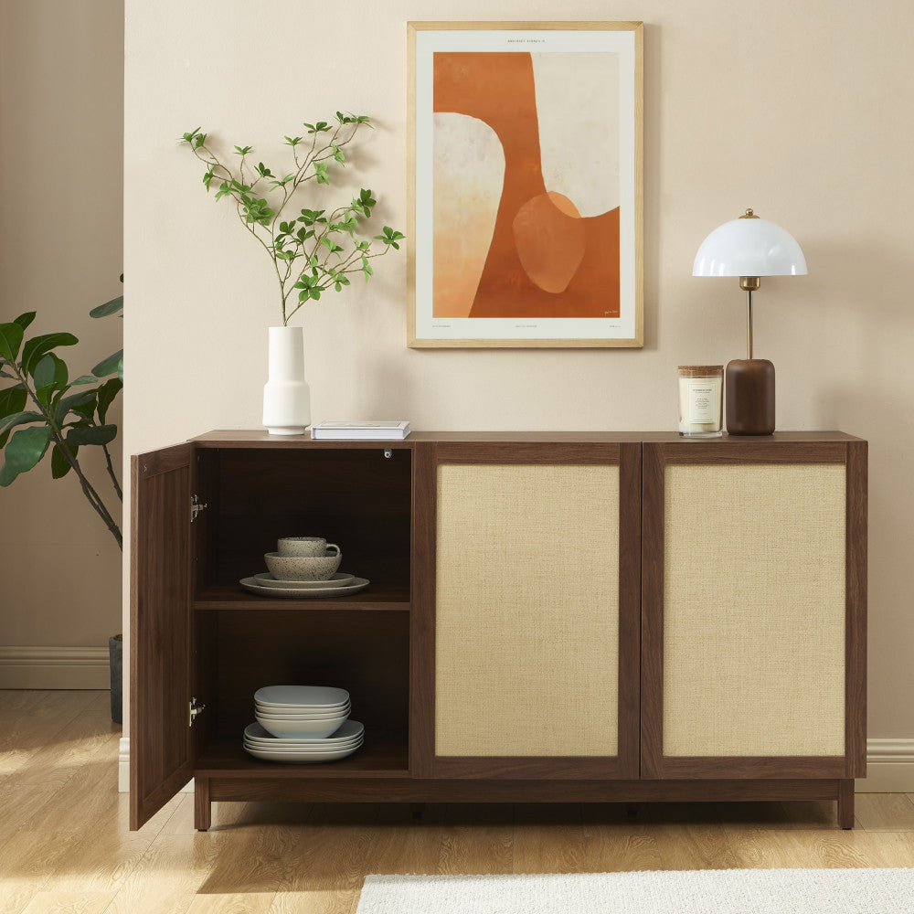Estela - 3-Door Sideboard - Wood - Dark Wood