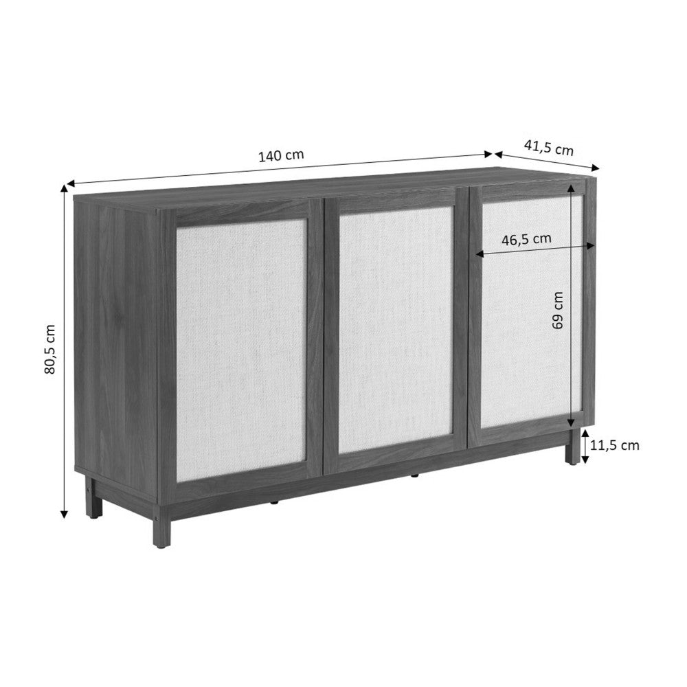 Estela - 3-Door Sideboard - Wood - Dark Wood