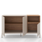 Quenor - Aparador de 3 puertas y metal - Madera - Beige
