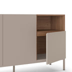 Quenor - Aparador de 3 puertas y metal - Madera - Beige